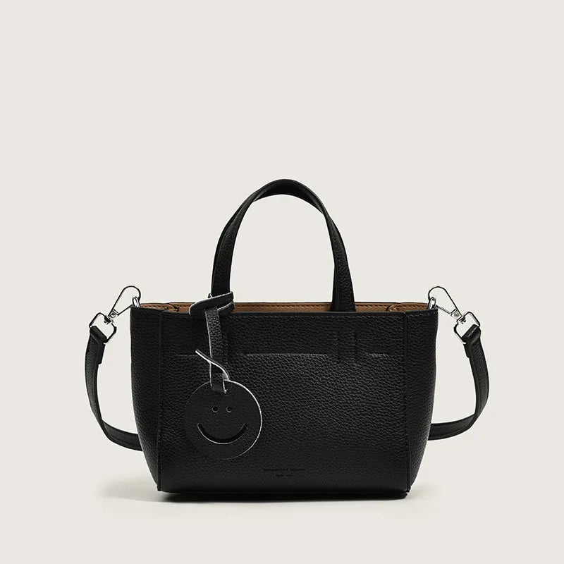 Small Tote Bag Cow Leather Smile Handbags Girls Shoulder Bags Sac A Main Femme B