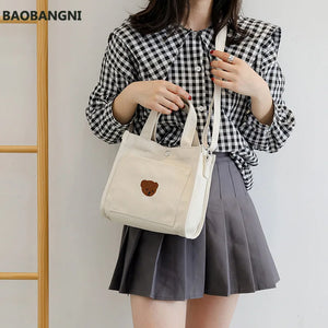 Canvas Tote Bag Women Shoulder Shopper Handbag Crossbody Satchel