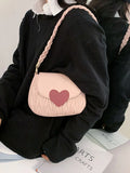 Small Heart Crossbody Bag PU Leather Flap Handbag with Chain Shoulder Strap