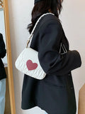 Small Heart Crossbody Bag PU Leather Flap Handbag with Chain Shoulder Strap