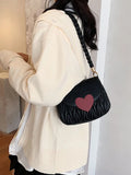 Small Heart Crossbody Bag PU Leather Flap Handbag with Chain Shoulder Strap