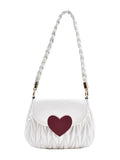 Small Heart Crossbody Bag PU Leather Flap Handbag with Chain Shoulder Strap