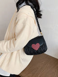 Small Heart Crossbody Bag PU Leather Flap Handbag with Chain Shoulder Strap