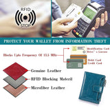 RFID Blocking Womens Leather Bifold Wallet