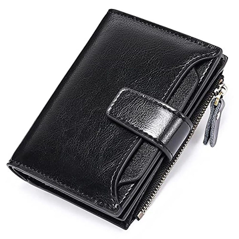 RFID Blocking Womens Leather Bifold Wallet