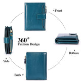 RFID Blocking Womens Leather Bifold Wallet