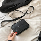 Small Green Weave Crossbody Bag Female Handbags Ladies Flap Bag