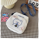 Women Canvas Shoulder Bags Cartoon Print Mini Handbags Phone Crossbody Bag