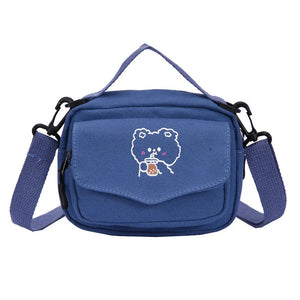 Mini Canvas Shoulder Bag Cartoon Print Crossbody Handbag for Girl