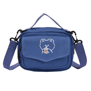 Cartoon Print Mini Canvas Shoulder Bag for Girls Phone Crossbody Purse