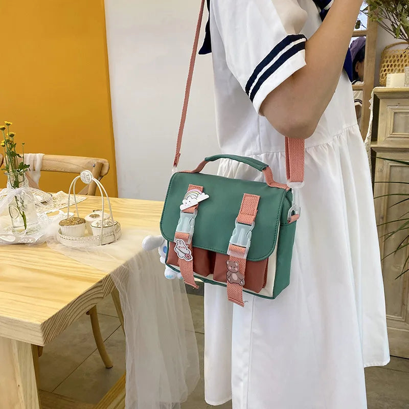 Small Women Girl Shoulder Bag Cross Body Handbag Flap Patchwork