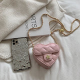 Small Women Heart Shoulder Crossbody Bag Chain Messenger Bag