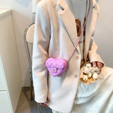 Small Women Heart Shoulder Crossbody Bag Quilted Handbag Chain