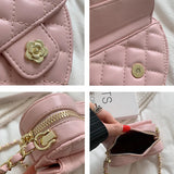 Small Women Heart Shoulder Crossbody Bag PU Leather Quilted Handbag