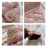 Small Women Heart Shoulder Crossbody Bag Quilted Handbag Chain