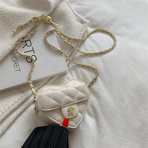 Small Women Heart Shoulder Crossbody Bag Chain Messenger Bag
