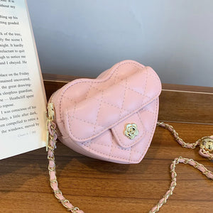 Small Women Heart Shoulder Crossbody Bag Chain Messenger Bag