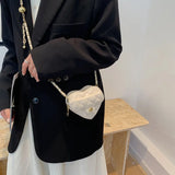 Small Women Heart Shoulder Crossbody Bag Quilted Handbag Chain