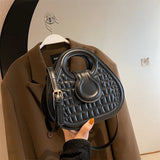 Small Crocodile Clutch Saddle Purse PU Leather Shoulder Bag