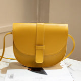 Small Women Shell Shoulder Messenger Bag PU Leather Solid Yellow Crossbody Bag