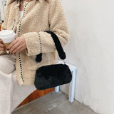 Plush Animal Print Faux Fur Shopper Purse Handbag