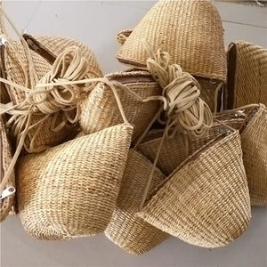 Small Yellow Straw Bag Cross-Body Bag Retro Ornament