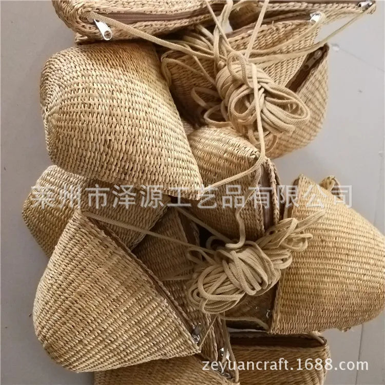 Small Yellow Straw Bag Cross-Body Bag Retro Ornament