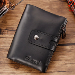 Small Zipper Leather Men Wallet Pocket Male Short Wallets