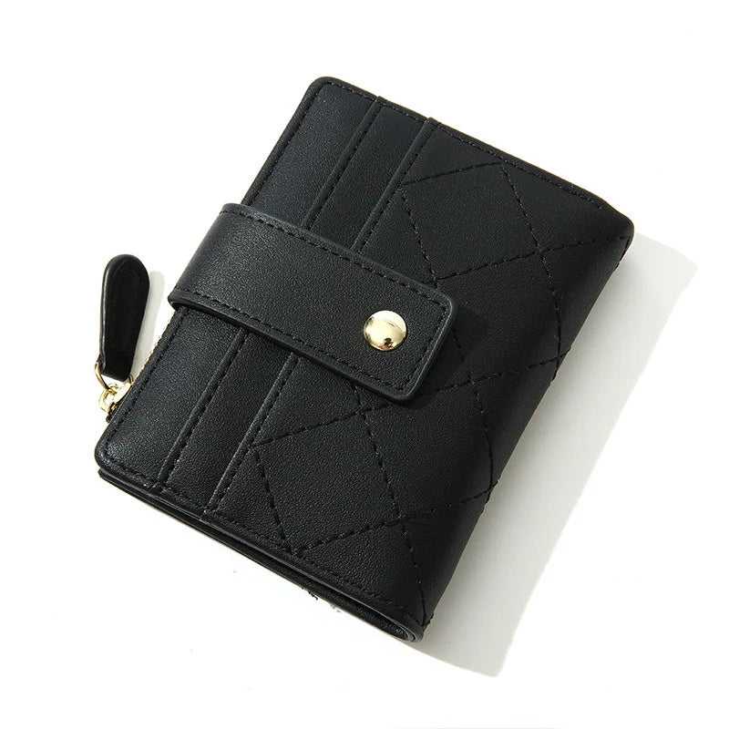 Women's Small Zipper Wallet Clutch Bag Short Wallets PU Leather