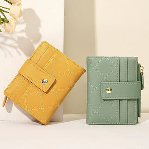 Women's Small Zipper Wallet Clutch Bag Short Wallets PU Leather