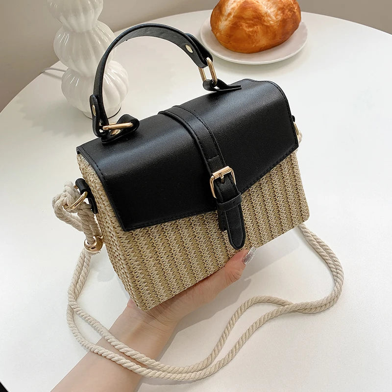 Straw Box Mini Messenger Bag Women Casual Niche Handbag