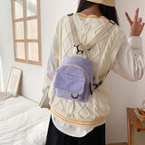 Corduroy Backpack for Girls Women Female