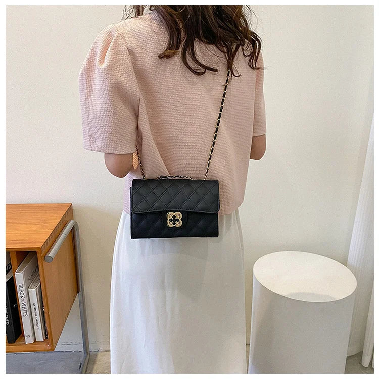 Small Fragrance Lingge Chain Bag Net Red One Shoulder Diagonal Bag