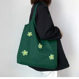Fresh Art Flower Canvas Shoulder Bag for Women