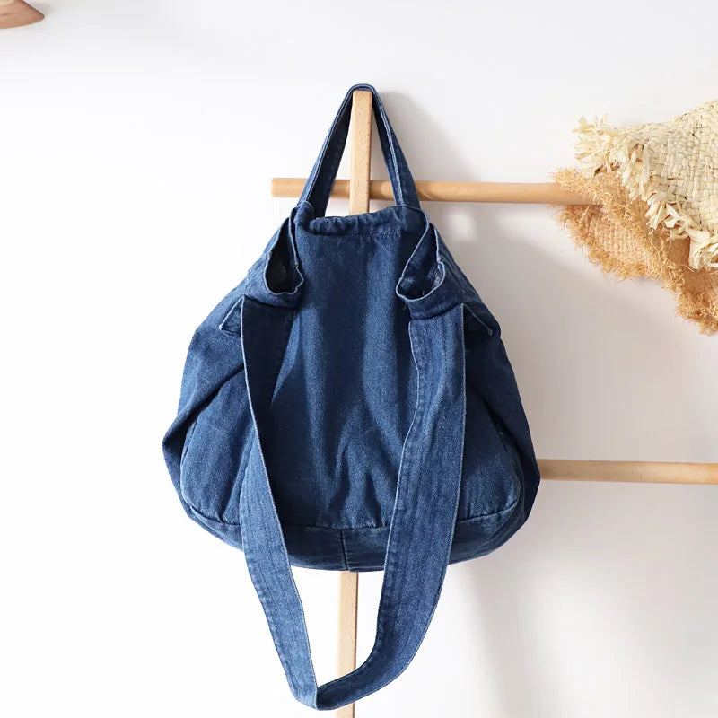 Canvas Handbag Solid Color Literary Shoulder Bag