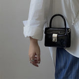 Small Square Leather Shoulder Bag with Chain Strap
