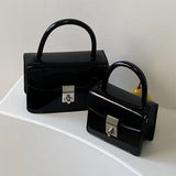 Small Square Leather Shoulder Bag with Chain Strap