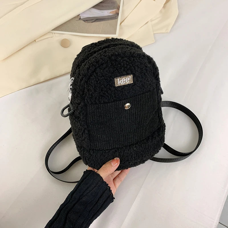 Warm Plush Tote Bag for Women Winter Shoulder Messenger Bag