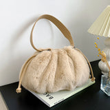 Short Handle Tote Bag Plush Handbags Winter Fold Soft Messenger Shoulder Bags