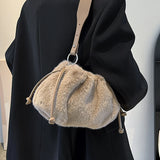 Short Handle Tote Bag Plush Handbags Winter Fold Soft Messenger Shoulder Bags