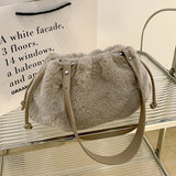 Short Handle Tote Bag Plush Handbags Winter Fold Soft Messenger Shoulder Bags