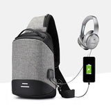 Men Messenger Bag USB Charge Waterproof Sling Chest Crossbody Bags