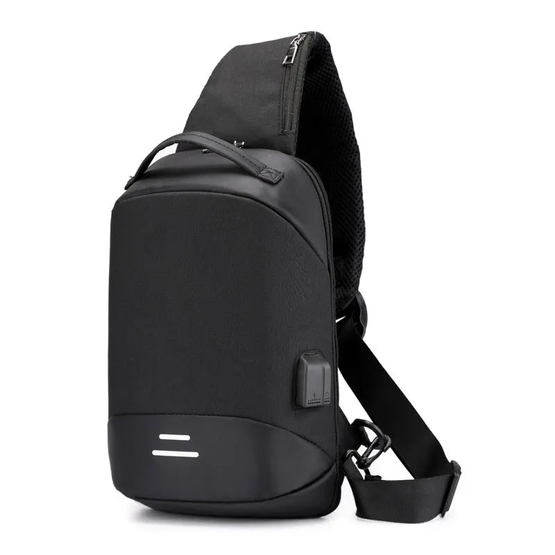 Men Messenger Bag USB Charge Waterproof Sling Chest Crossbody Bags