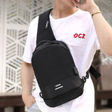 Men Messenger Bag USB Charge Waterproof Sling Chest Crossbody Bags