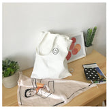 Smiley Canvas Shoulder Bag for Women Large Reusable Shopping Tote Handbags