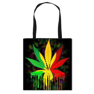 Weed Leaf Print Handbag for Women - High Capacity Travel Storage Bag