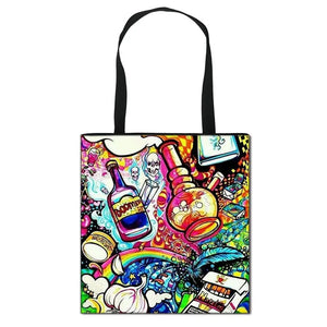 Weed Leaf Print Handbag for Women - High Capacity Travel Storage Bag