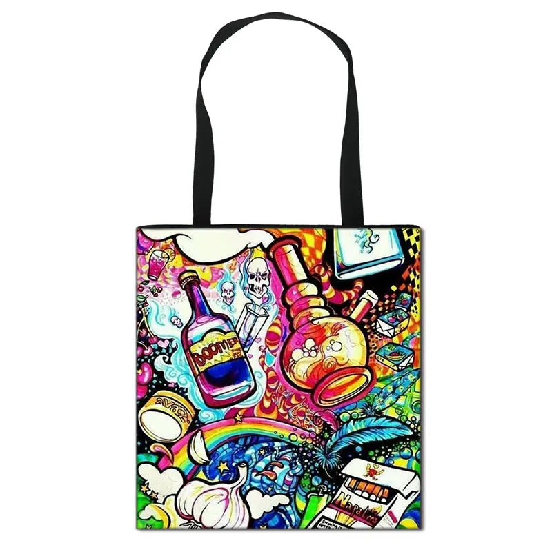 Weed Leaf Print Handbag for Women - High Capacity Travel Storage Bag