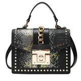 Snake Pattern Female Bag European Embossed Bag Chain Rivet Shoulder Bag