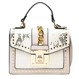 Snake Pattern Female Bag European Embossed Bag Chain Rivet Shoulder Bag